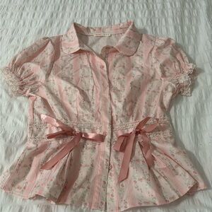 ROMWE Pink Floral Top
